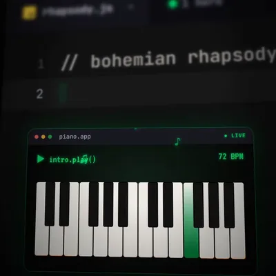 Código que suena como un piano, del reel «Bohemian Rhapsody» de iavai