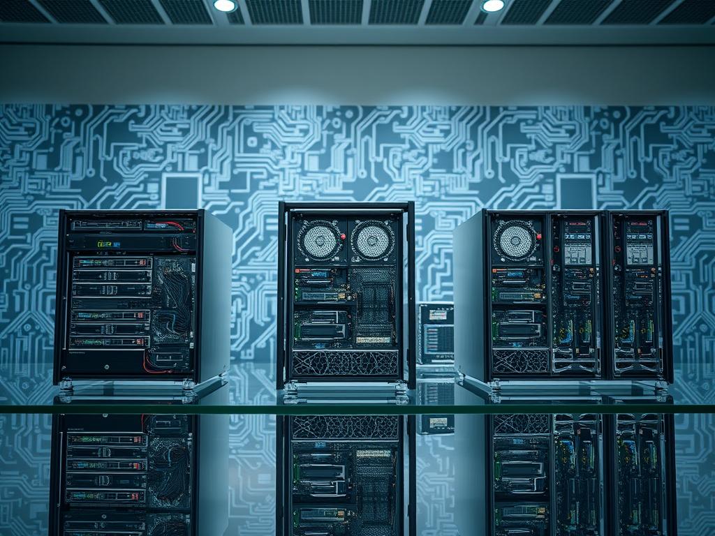 A detailed, real-world comparison of dedicated hosting experiences, showcased in a clean, professional layout. A sleek glass table reflects the gleaming hardware of multiple server setups, arranged with precision. Soft, directional lighting from above highlights the intricate components, creating depth and emphasizing the technical nature of the scene. In the background, a subtle pattern of circuit board traces or data visualizations provides a contextual backdrop, hinting at the complex infrastructure powering these dedicated hosting solutions. An atmosphere of thoughtful analysis and informed decision-making permeates the image, inviting the viewer to explore the nuances of dedicated hosting through these case studies.