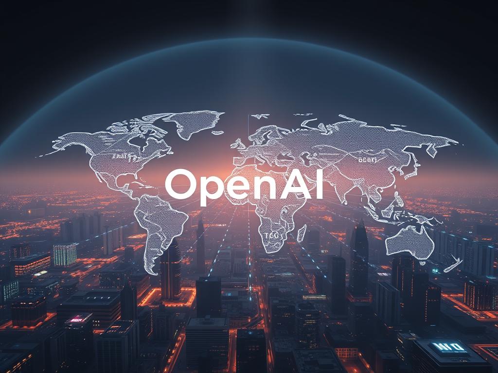 A grand, global view of the international AI landscape, with OpenAI as the central focus. The foreground showcases OpenAI's cutting-edge AI models, their diverse applications, and the company's visionary leadership. The middle ground depicts the interconnected global AI research hubs, collaborations, and competition. In the background, a data-driven tapestry of emerging AI trends, regulations, and the broader societal impact unfolds, conveying the scale and significance of OpenAI's role in the rapidly evolving world of artificial intelligence. Dramatic lighting casts a sense of dynamism and forward momentum, while a cinematic, wide-angle lens captures the grandeur of the scene. The overall mood is one of anticipation, innovation, and the transformative potential of OpenAI's contributions to the international AI landscape.