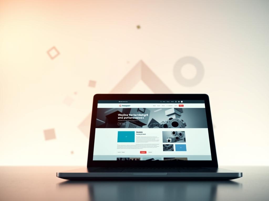 A modern, responsive web design with a focus on performance. In the foreground, a sleek laptop or mobile device displays a clean, visually-appealing website interface. The middle ground features abstract geometric shapes and patterns, symbolizing the principles of responsive design and web optimization. The background is bathed in a soft, warm lighting, creating a sense of balance and professionalism. The overall composition conveys the importance of a well-designed, fast-loading website that adapts seamlessly to various devices and screen sizes.